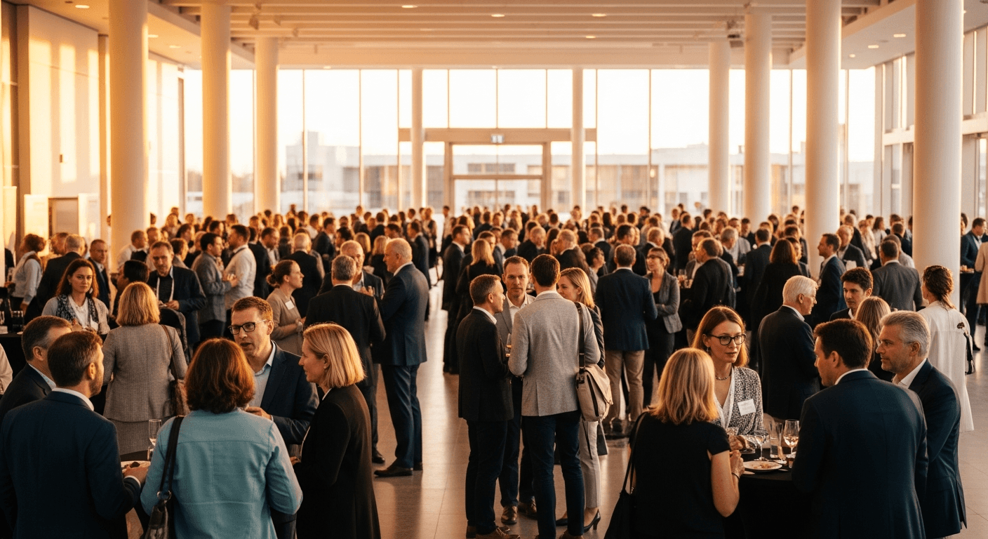 Attendees networking at a Hoogah event